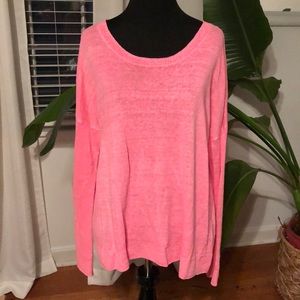 Madewell linen neon pink sweater - size medium